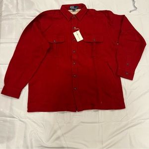 Polo by Ralph Lauren Vintage Red Fleece long sleeve button up mens size XL new